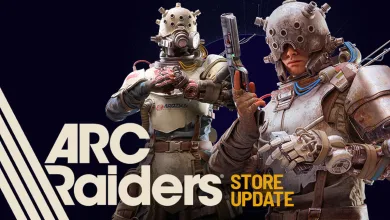 Two armored ARC Raiders characters pose with weapons against a dark background.
