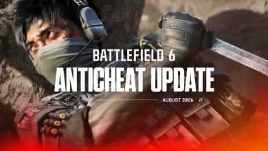 Battlefield 6 soldiers in combat gear with an August 2026 anticheat update title