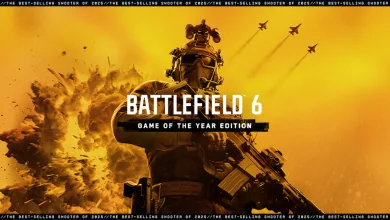 A Battlefield 6 soldier stands against a yellow explosion beneath the Game of the Year Edition title.