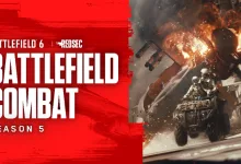 Battlefield 6 and REDSEC Season 5 artwork showing soldiers riding through an explosion