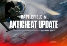 Battlefield 6 soldiers beside a helicopter in a September 2026 anticheat update graphic