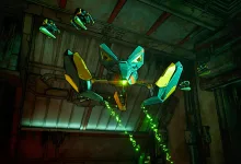 The Core Observer robot hovering inside a dim industrial room in Borderlands 4.