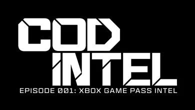 White Call of Duty Intel lettering on black, with Episode 001: Xbox Game Pass Intel beneath it.
