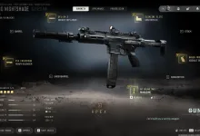 The ISO Nightshade submachine gun in the Gunsmith with a heavy silencer, hip laser, mini reflex optic, assault grip, and 40-round magazine equipped.