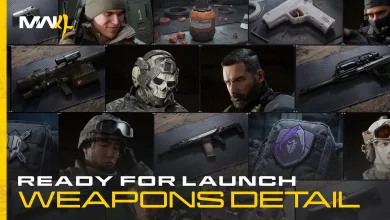 A collage of Modern Warfare 4 operators, firearms, and equipment.