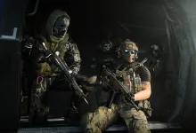 Armed operators sit inside a helicopter in Call of Duty: Modern Warfare 4 artwork.
