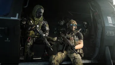 Armed operators sit inside a helicopter in Call of Duty: Modern Warfare 4 artwork.