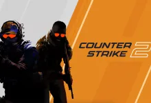 Two tactical agents beside the Counter-Strike 2 logo on an orange background.