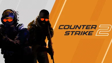 Two tactical agents beside the Counter-Strike 2 logo on an orange background.