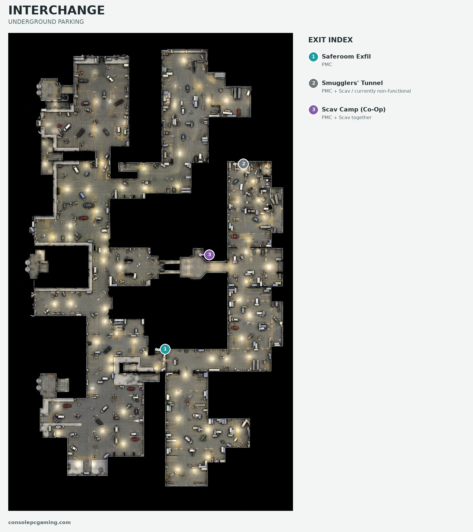 Interchange illustrated extraction map: underground parking.
