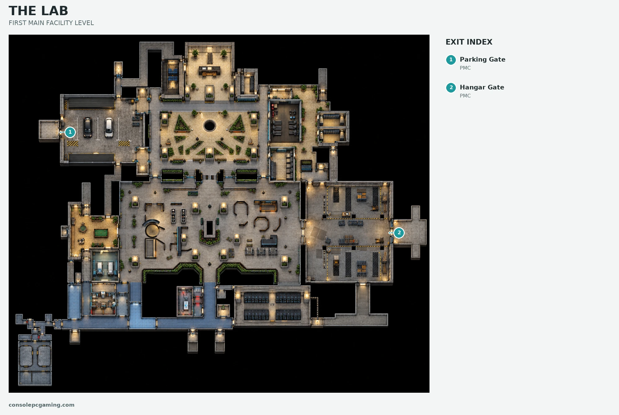 The Lab illustrated extraction map: first main facility level.
