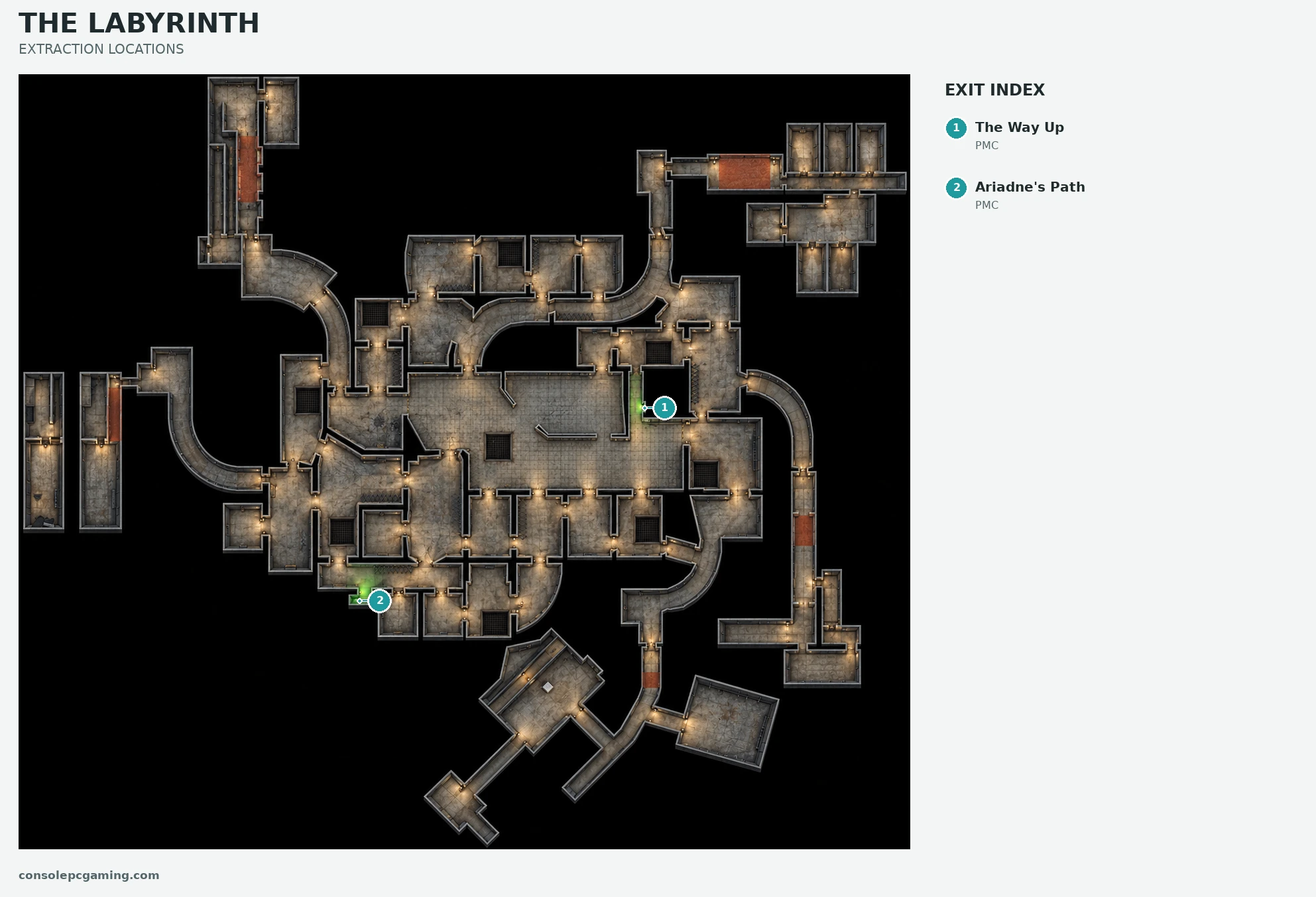 The Labyrinth illustrated extraction map: extraction locations.