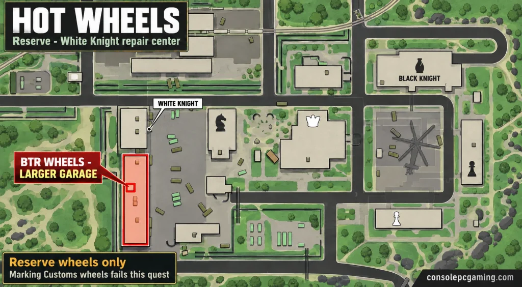 Hot Wheels map showing Quest locations.