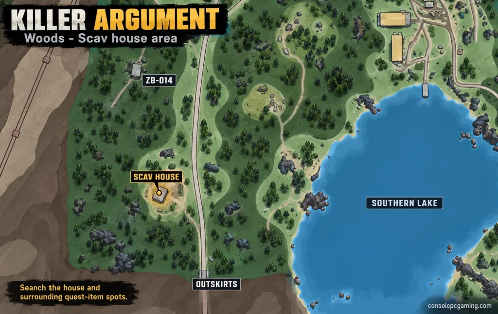 Killer Argument map showing Quest locations.