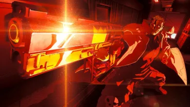 An armed character fires an oversized gun in Cyberpunk: Edgerunners Season 2.