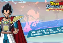 An armored Dragon Ball fighter beside Dragon Ball: Sparking! ZERO Dragon Ball Super character showcase graphics.