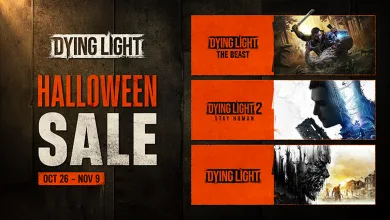 Halloween Sale graphic showing Dying Light: The Beast, Dying Light 2: Stay Human, and Dying Light with sale dates Oct. 26–Nov. 9.