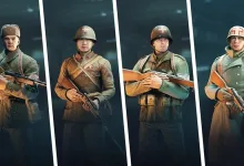 Four Enlisted faction soldiers stand in separate panels for the starter pack sale