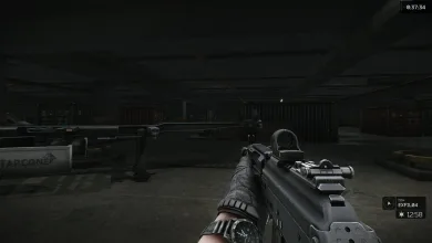First-person view in Escape from Tarkov with an EXFIL04 extraction marker showing a distance of 151 meters.
