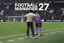 A manager embraces a player on the pitch in Football Manager 27.
