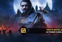 Armored fighters stand in a blue-lit battle scene beside a Patch Notes 2.71.1 label dated October 22, 2026.