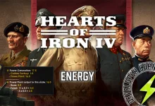 Hearts of Iron IV artwork showing the proposed Energy system, including a Power Plant tooltip and an energy icon
