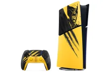Limited Edition Wolverine PS5 Slim console and matching controller with black and yellow artwork