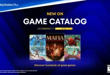Mafia: The Old Country, Horizon Forbidden West and Mycopunk game covers displayed together in a PlayStation Plus Game Catalog lineup graphic.