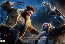 Wolverine fights armored enemies in a blue-lit Marvel's Wolverine scene.