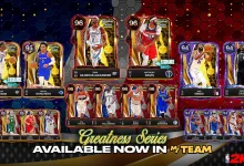 NBA 2K27 MyTEAM Greatness Series cards featuring Shai Gilgeous-Alexander, Anthony Davis, Jalen Williams, Paolo Banchero, Joel Embiid and Stephon Castle.