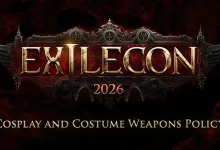 The ExileCon 2026 emblem above the words “Cosplay and Costume Weapons Policy.”