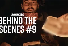Andrej holds a sheet of paper in a dimly lit scene from PAYDAY 3 Behind the Scenes episode 9.