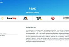 ESRB listing for PEAK showing its PlayStation 5 platform and E10+ rating.