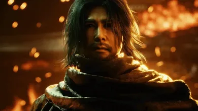 A long-haired warrior from Phantom Blade Zero in a firelit close-up.