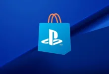 PlayStation Store shopping-bag icon against a blue background, illustrating the Store's monetization plans.