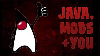 Java mascot gives a thumbs-up beside red Project Zomboid artwork about Java mods.