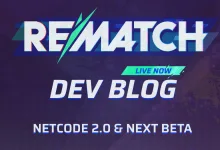 Rematch graphic for a dev blog about Netcode 2.0 and the next beta.