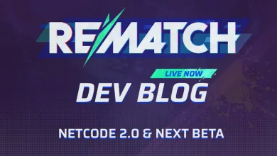 Rematch graphic for a dev blog about Netcode 2.0 and the next beta.