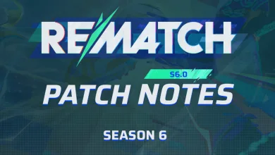 Rematch Season 6 S6.0 patch notes graphic with the game logo and season label.