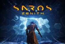 An armored figure stands beneath a glowing circular structure in Saros: Zenith.