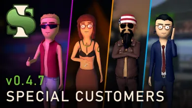 Four stylized Schedule 1 customer characters shown in separate panels.