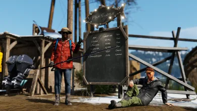 SCUM anglers gather beside a board displaying fishing scores.