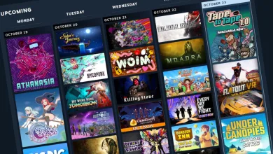 A calendar view of upcoming games arranged in dated columns, with game tiles beneath each day.