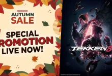 Tekken 8 character artwork beside an Autumn Sale special-promotion message.