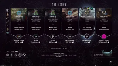 The Icebind squad voting screen with six players and level 999+ enemies