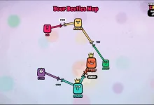 A colorful relationship map connects players and displays match scores in The Jackbox Party Pack 12.