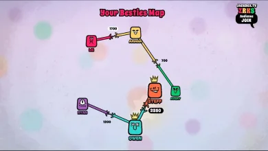 A colorful relationship map connects players and displays match scores in The Jackbox Party Pack 12.