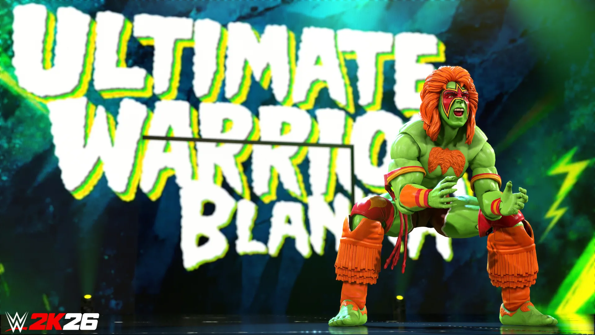 Ultimate Warrior in green Blanka-inspired gear