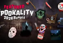 A collage of horror-themed items, avatar accessories, and Camp Whispering Screams imagery for VRChat Spookality 2026.