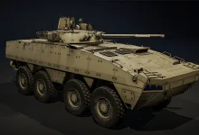 War Thunder AMV (BMP-3) eight-wheeled armored vehicle shown from the front three-quarter view